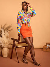 Women's Casual Vacation Multicolor Geometric Print Long Sleeve Blouse Shirt